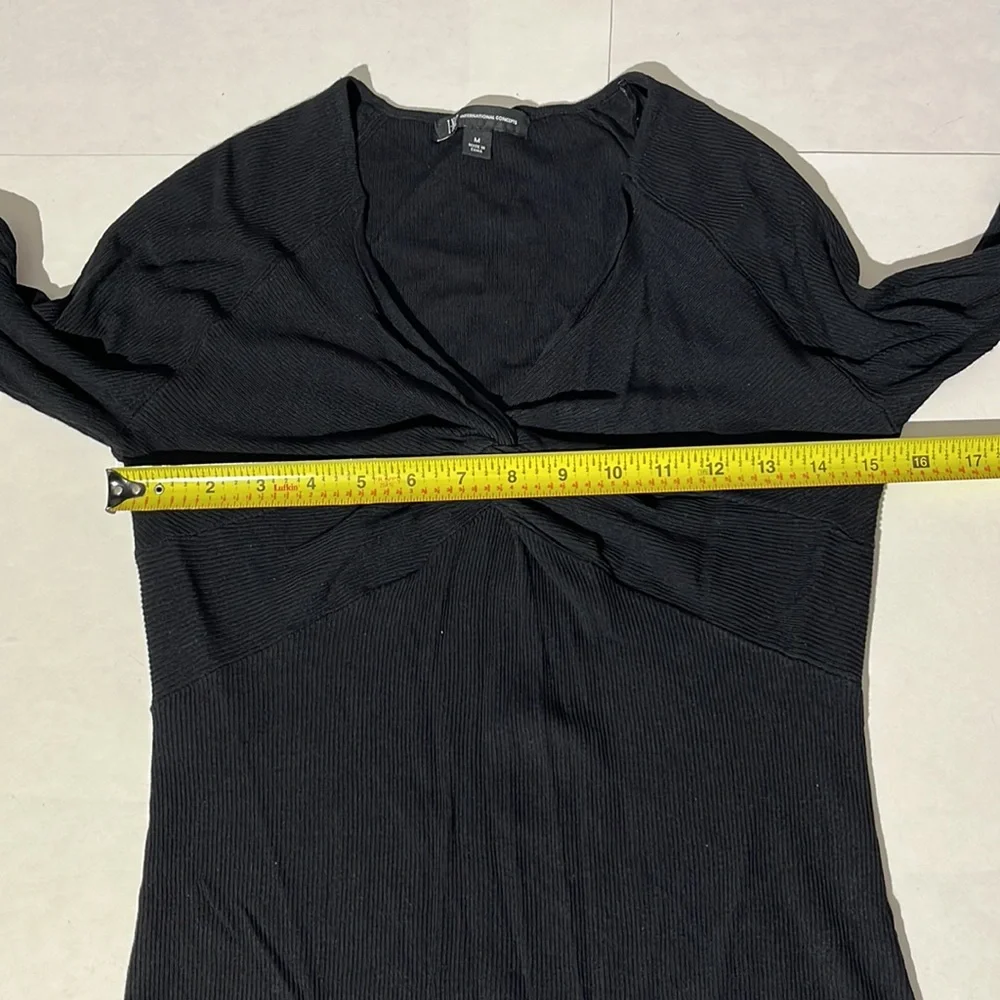 INC International Concepts Macy's black knit v neck long sleeved black shirt - Picture 5 of 6